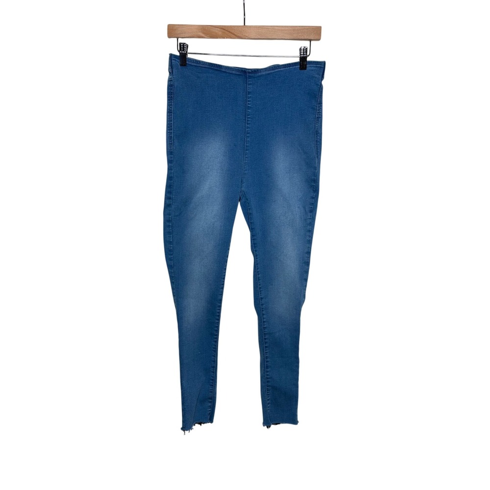 Free People Pull-on Frayed Raw Hem Jeggings size W30 Blue Denim